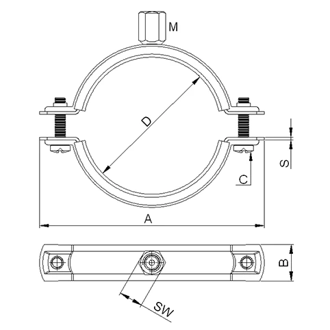 DG5 Pipe Clamps With Combi Nut And Rubber slide #3