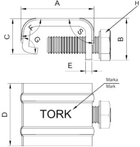 Tork G Kelepçe dimension